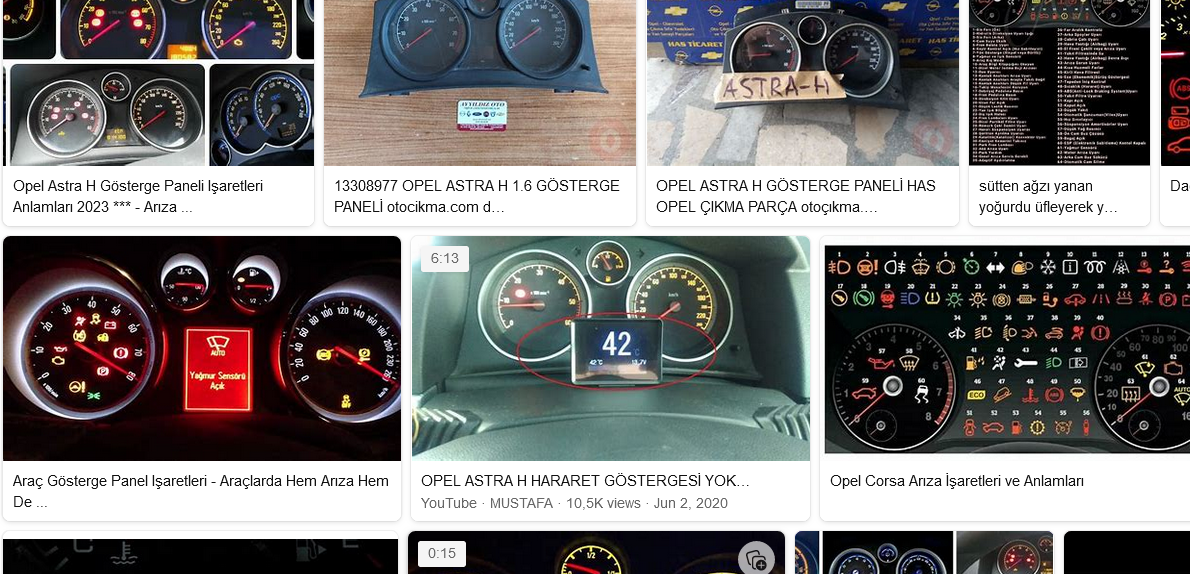 Opel Astra H Gösterge Paneli Işaretleri Anlamları

